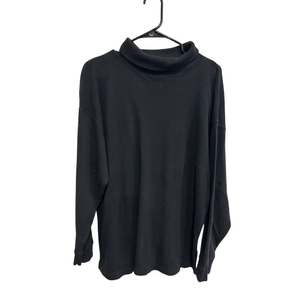 1830 Turtleneck Pullover Top Black Sz XL Long Sleeve Cotton Knit Contemporary